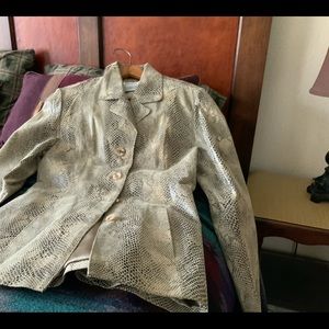 Leather Snake Print Women’s Jacket